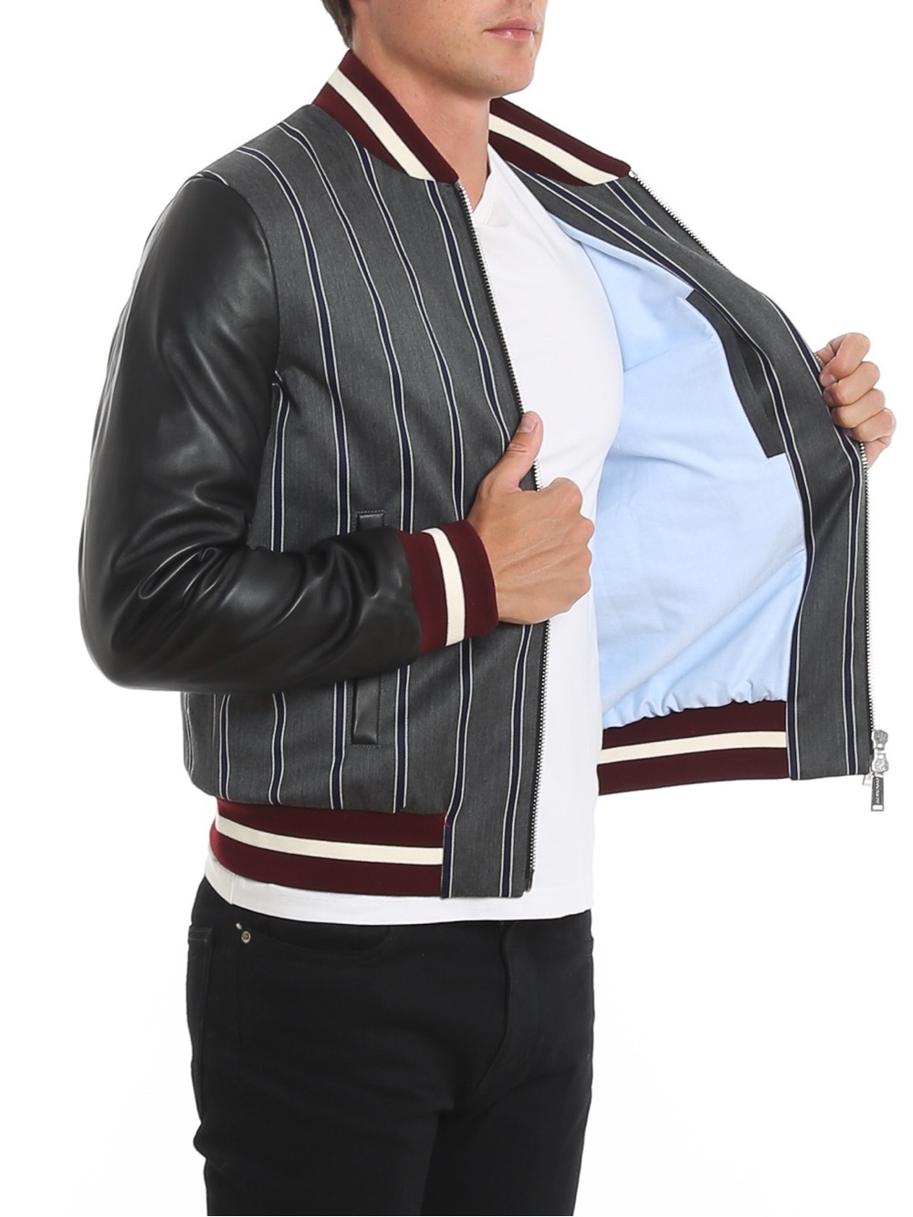 DSQUARED2 — grey and black man dc bomber jacket with stripe pattern - Picture 4 of 10